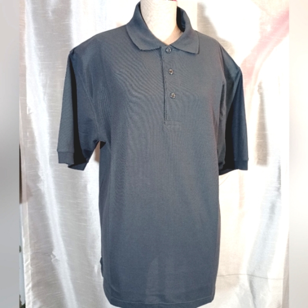 2 Shirts: Port Authority Polo Shirts, Men/Gray/ Collar/Short Sleeve/ ButtonUp, M